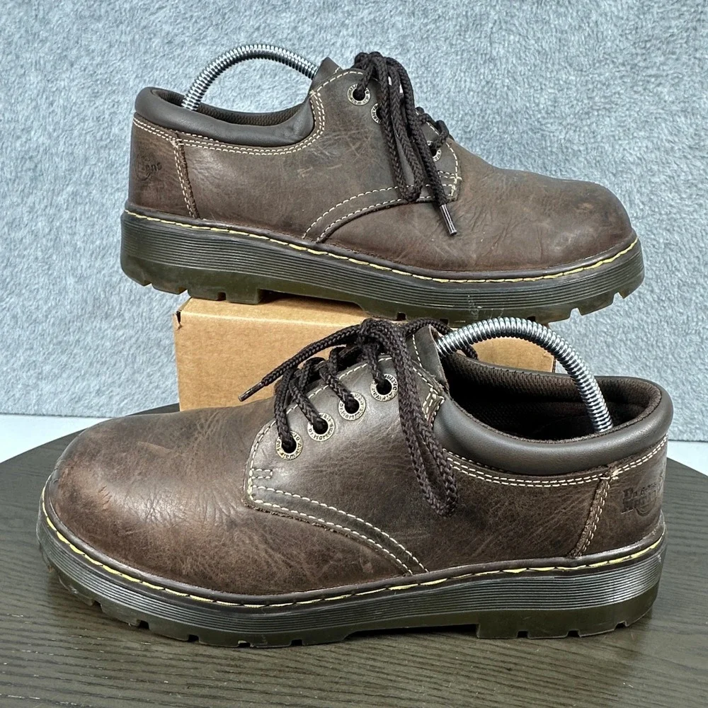 Dr. Martens Steel Toe Brown Leather Work Shoes Mens Size 11M Dark Brown Leather